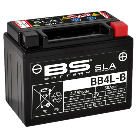BS BATTERY Batería de moto SLA Max sin mantenimiento y a prueba derrames 35846
