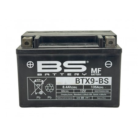 BS BATTERY Batería BTX9-BS sin mantenimiento de 12V y 8AH - Marca 14447