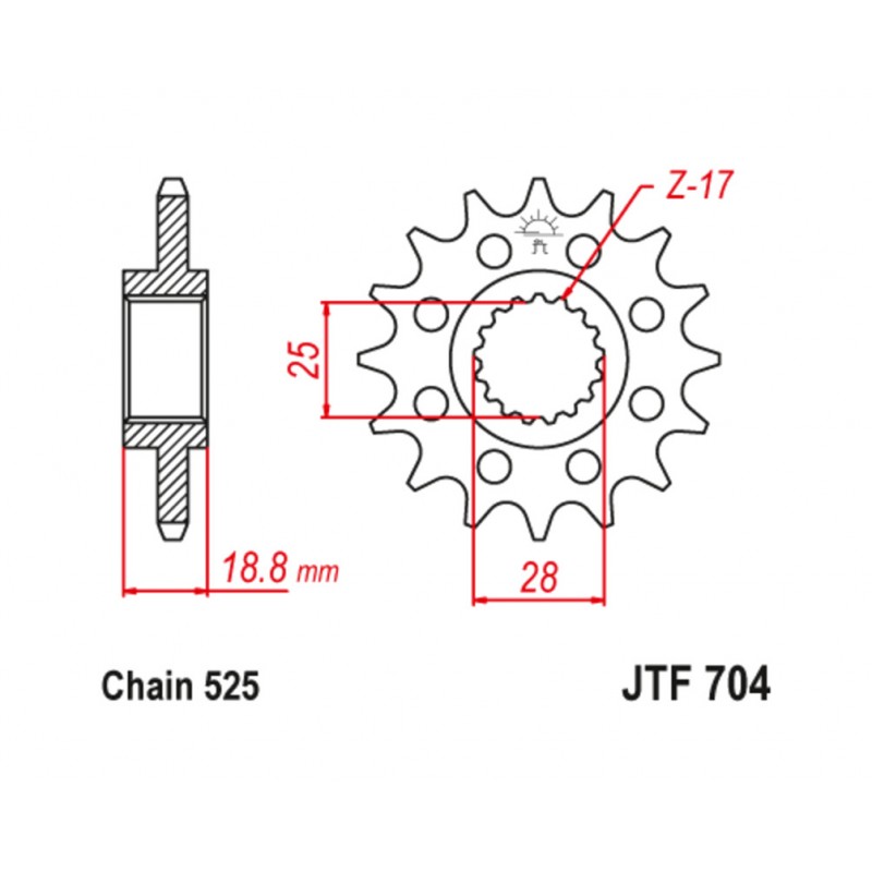 JT SPROCKETS TIP-TOP 704 - 525 1074291003