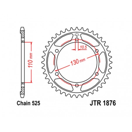 JT SPROCKETS TIP-TOP 1876 - PASO 525 1075507004