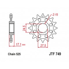 JT SPROCKETS TIP-TOP 749 - 525 1126654002
