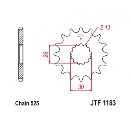 JT SPROCKETS TIP-TOP 1183 - 525 1126785001