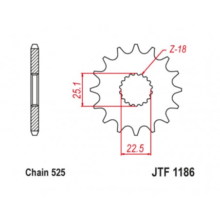 JT SPROCKETS TIP-TOP 1186 - 525 1126786002