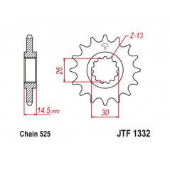 JT SPROCKETS Steel pinion with anti-noise rubber 1332 - 525 1126787002