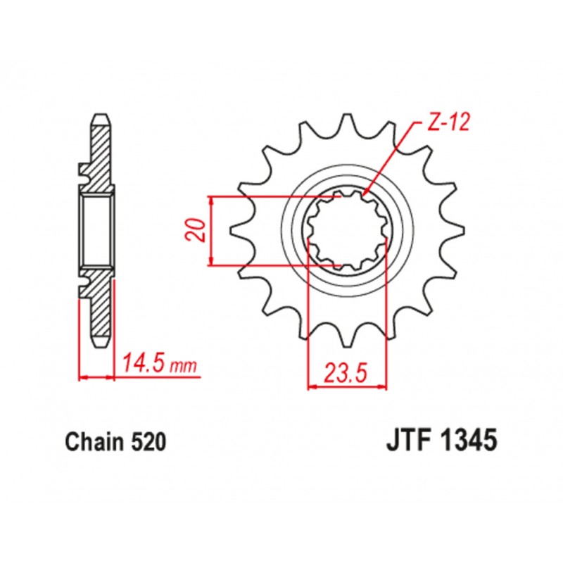 JT SPROCKETS Steel pinion with anti-noise rubber 1345 - 525 1126788001