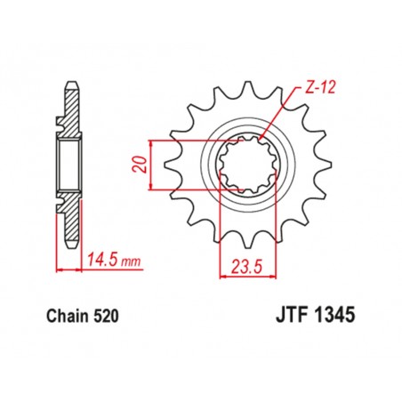 JT SPROCKETS Piñón de acero con goma antiruido 1345 - 525 1126788001