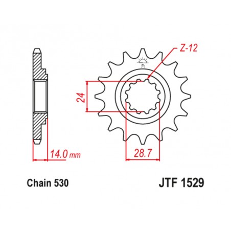 JT SPROCKETS Steel pinion with anti-noise rubber 1529 - 525 1126789001