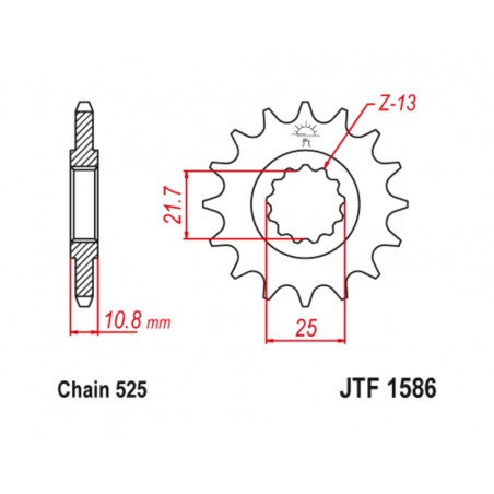 JT SPROCKETS Piñón de acero con goma antiruido 1586 - 525 1126792002