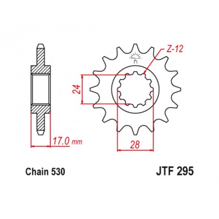 JT SPROCKETS Steel pinion with anti-noise rubber 295 - 525 1126795001
