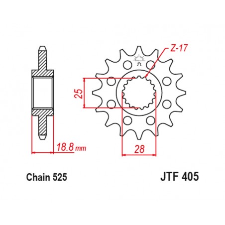JT SPROCKETS Steel pinion with anti-noise rubber 405 - 525 1126797001