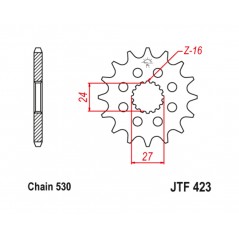 JT SPROCKETS Piñón de acero con goma antiruido 423 - 530 1126798002