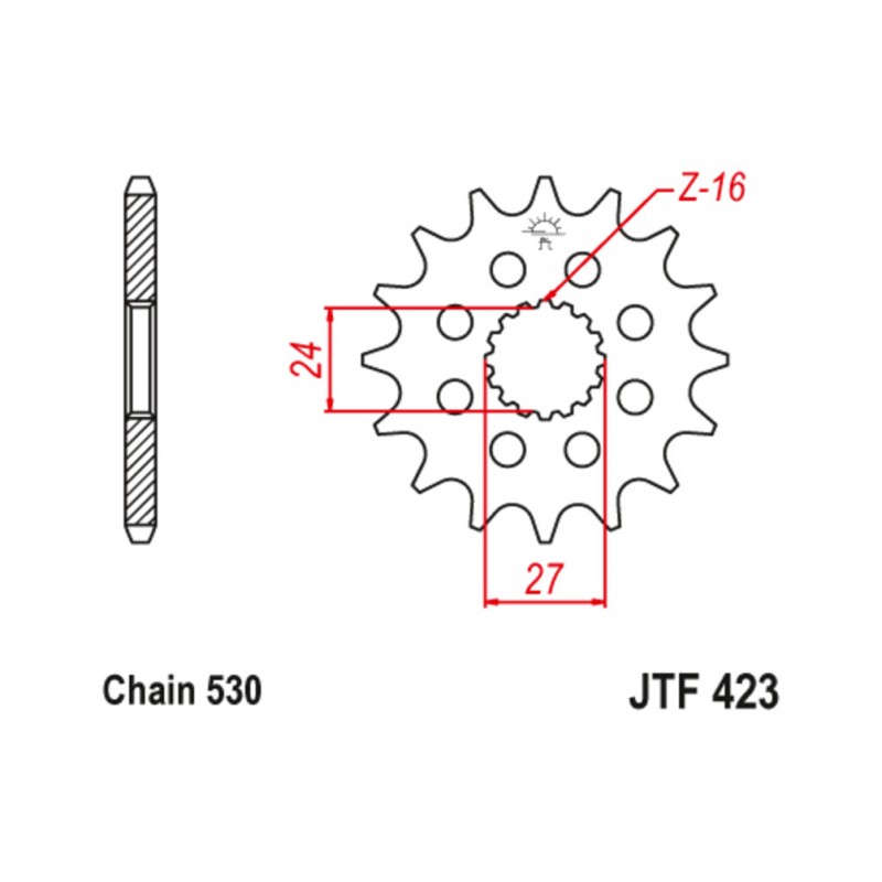 JT SPROCKETS Steel pinion with anti-noise rubber 423 - 530 1126798002