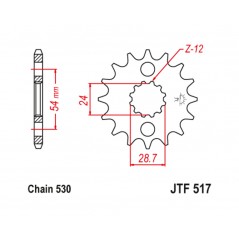 JT SPROCKETS Piñón de acero con goma antiruido 517 - 530 1126800001