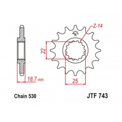JT SPROCKETS Piñón de acero con goma antiruido 743 530 1126804001