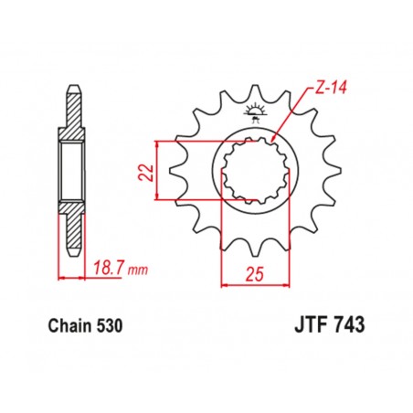JT SPROCKETS Steel pinion with anti-noise rubber 743 530 1126804001