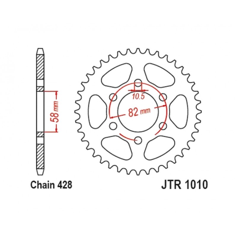 JT SPROCKETS Corona de acero 1010 - 428 1127020004