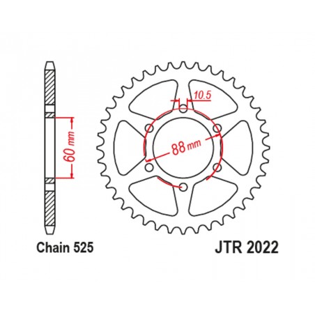 JT SPROCKETS Standard steel crown 2022 - 525 1127997001