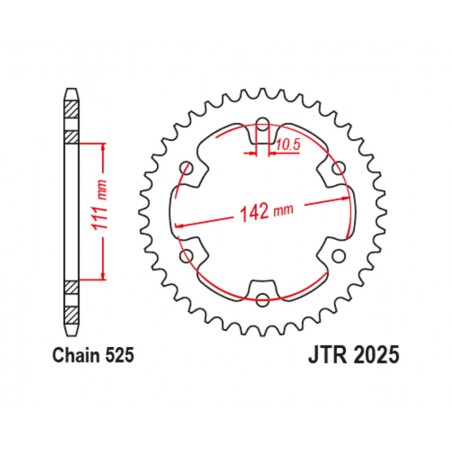 JT SPROCKETS Standard steel crown 2025 - 525 1127998001