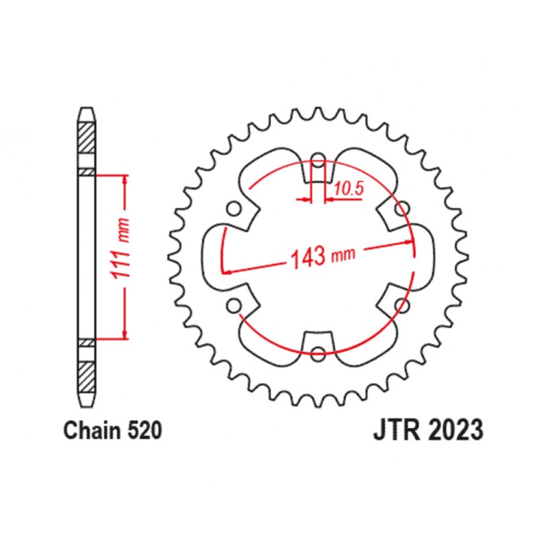 JT SPROCKETS Corona de acero estándar 2023 - 520 1127999001