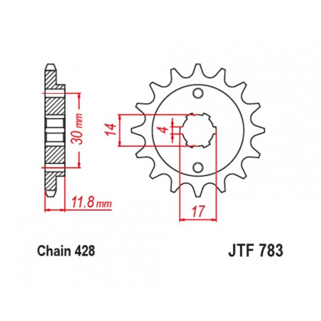 JT SPROCKETS Standard steel pinion 783 - 428 1128063001