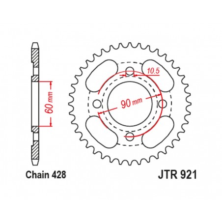 JT SPROCKETS Standard steel crown 921 - 428 1128064001
