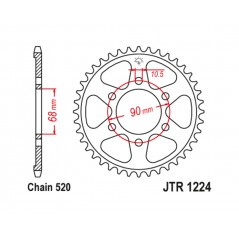 JT SPROCKETS Standard steel crown 1224 - PASO 520 1129180001