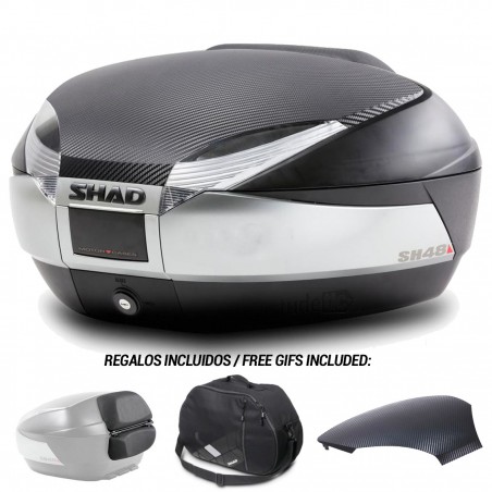 SHAD Baul maleta trasera con respaldo, tapa y bolsa interna de regalo SH48 D0B48206R-KIT1