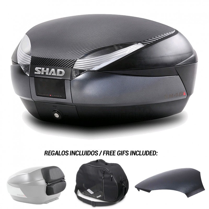 SHAD Baul Maleta Trasera SH48 con Respaldo y Bolsa Interna de Regalo - Capacidad 49L D0B48106R-KIT1