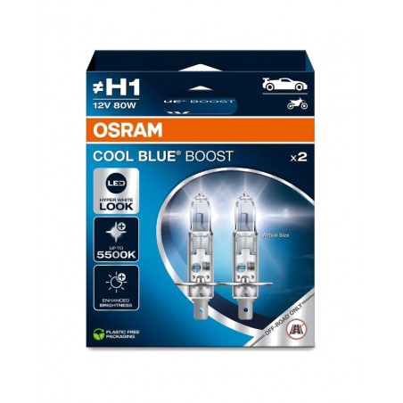 OSRAM Lámpara para faro con luz potente COOL BOOST H1 12V 80W - 2 UDS 1129547