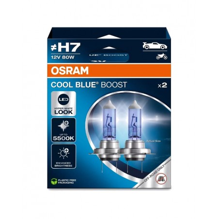 OSRAM Lámpara para faro con luz potente COOL BOOST H7 12V 80W - 2 UDS 1129549