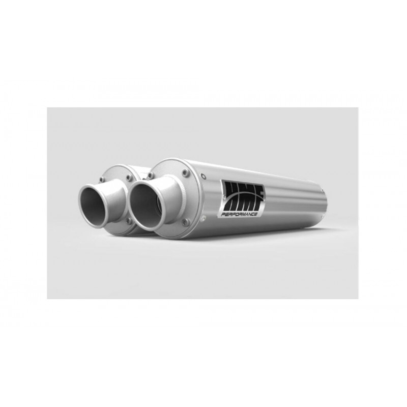 HMF Brushed stainless steel muffler with off-road outlet DUAL PERFORMANCE SERIES POLARIS RZR TURN DOWN 1093019