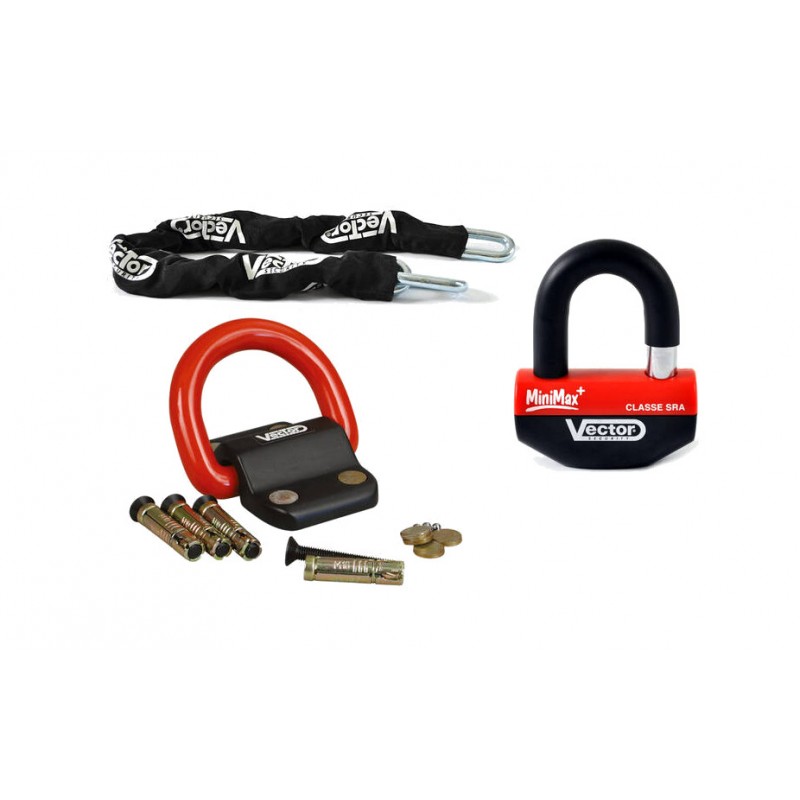 VECTOR Anti-theft kit with padlock and chain anchor MINIMAX+ Ø16MM + CADENA Ø13MM / 1,3M ANCLAJE Ø22MM 3032187