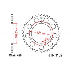 JT SPROCKETS Corona de acero estándar 1132 - PASO 420 1074877003