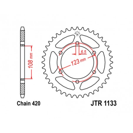 JT SPROCKETS Corona de acero estándar 1133 - PASO 420 1074878003