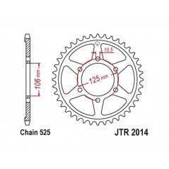 JT SPROCKETS Corona de acero estándar 2014 - PASO 525 1074984003