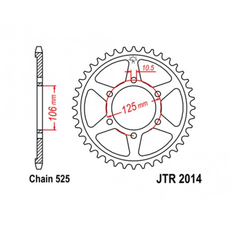 JT SPROCKETS Standard steel crown 2014 - PASO 525 1074984004
