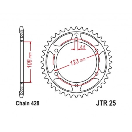 JT SPROCKETS Standard steel crown 25 - 428 1075008002