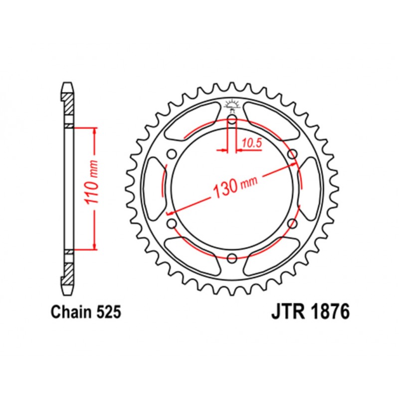 JT SPROCKETS Standard steel crown 1876 - PASO 525 1075507005