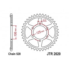 JT SPROCKETS Corona de acero estándar 2020 - 520 1096593002