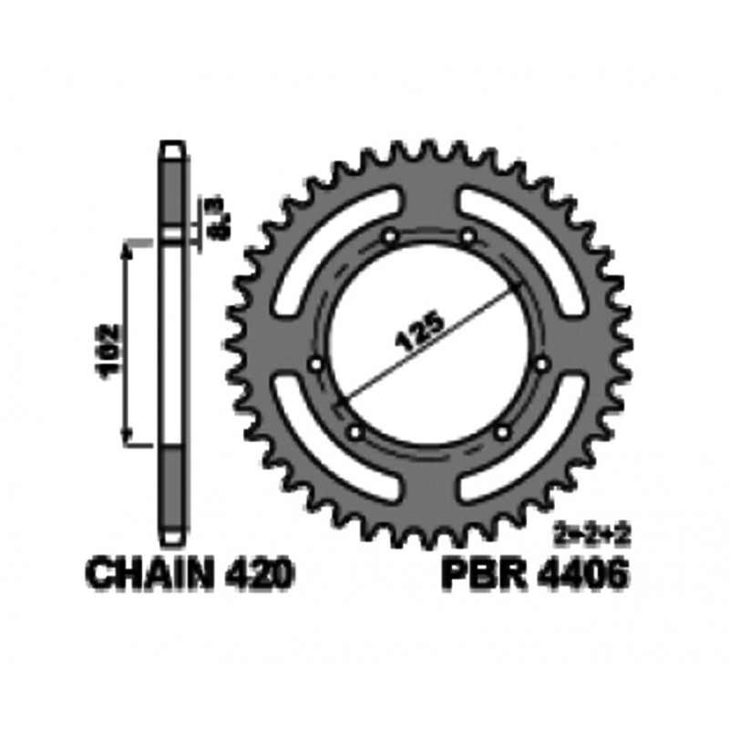 PBR Standard steel rear sprocket C45 ESTÁNDAR 4406 - 420 1108810006