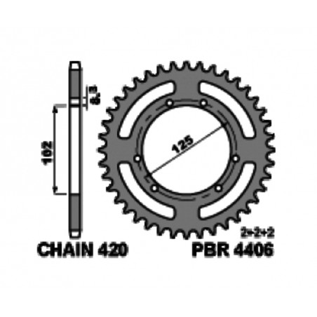 PBR Standard steel rear sprocket C45 ESTÁNDAR 4406 - 420 1108810006
