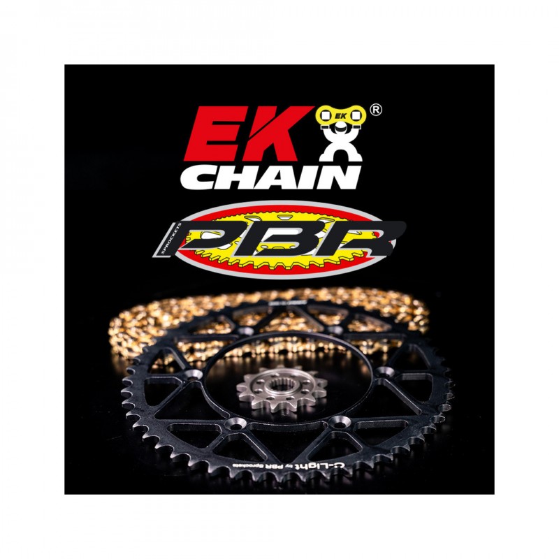 EK CHAIN Transmission kit with chain, sprocket and standard crown for motorcycles EK/PBR 520MRD7 13/50 3065535