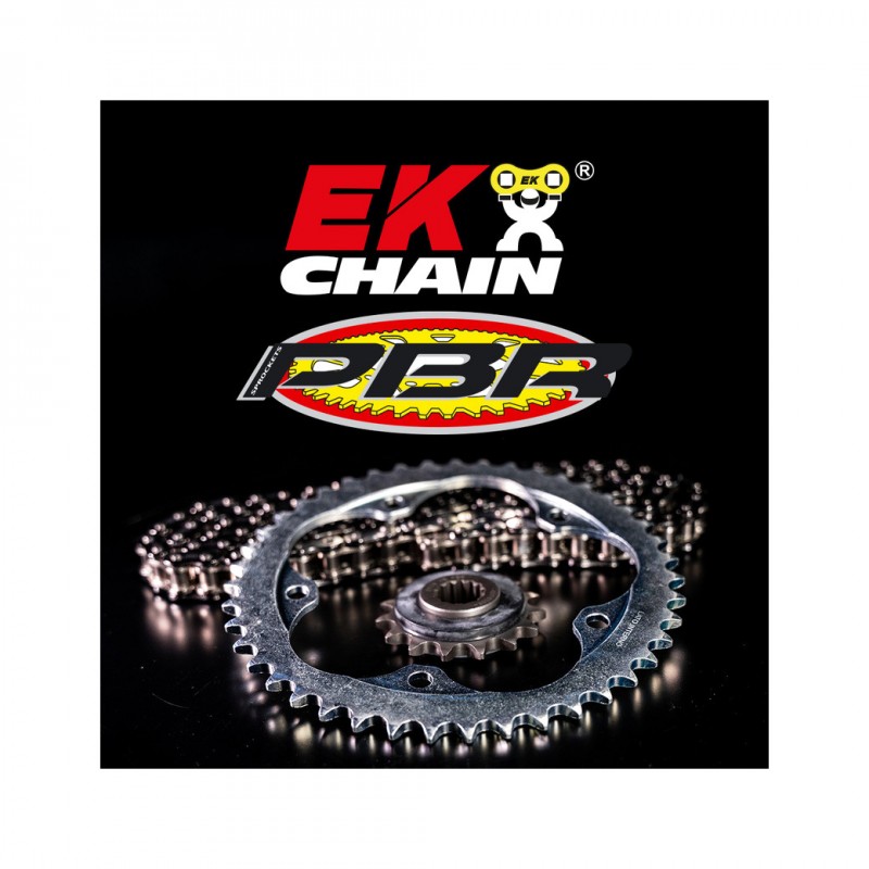 EK CHAIN Transmission kit with chain, sprocket and standard crown for motorcycles EK/PBR 520SRX2 13/50 3065812