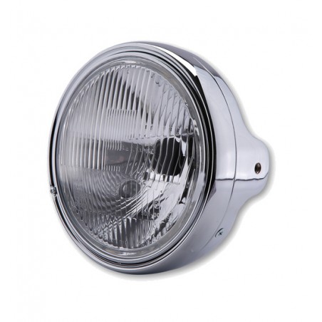 farol de sete polegadas com inserção, montagem lateral e vidro cromado gravado smart ltd h4