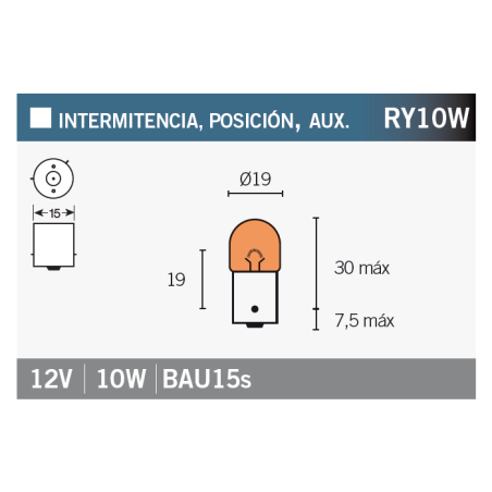 OSRAM Bombilla 5009 RY10W, Naranja 15059