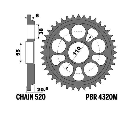 PBR Anodized aluminum crown 4320M - 520 ULTRA-LIGHT 1108845002