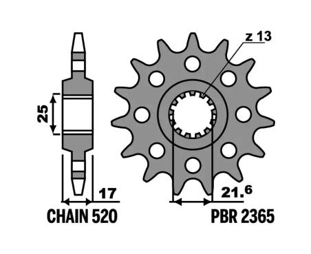 PBR Piñón de acero estándar 2365 - 520 1127985001