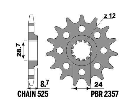 PBR Standard steel pinion 2357 - PASO 525 1129687001