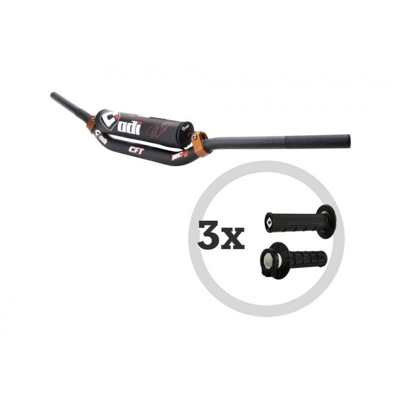 ODI Handlebar kit with grips included CFT PUM MX + 3 V2 LOCK-ON HALF-WAFFLED 3065434
