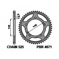 PBR Corona plato de acero c45 estandar 4671 - 525 1118927002
